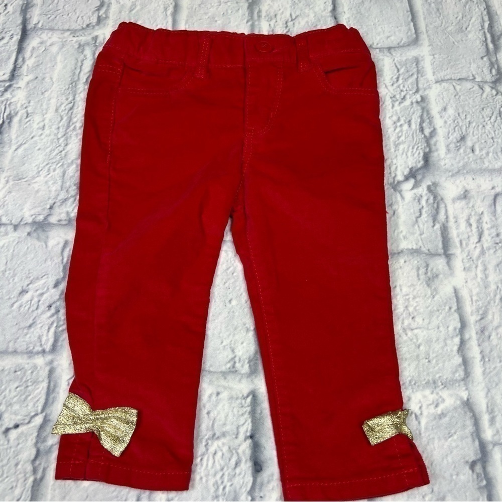 Red velvet pants with gold bows size 12 months